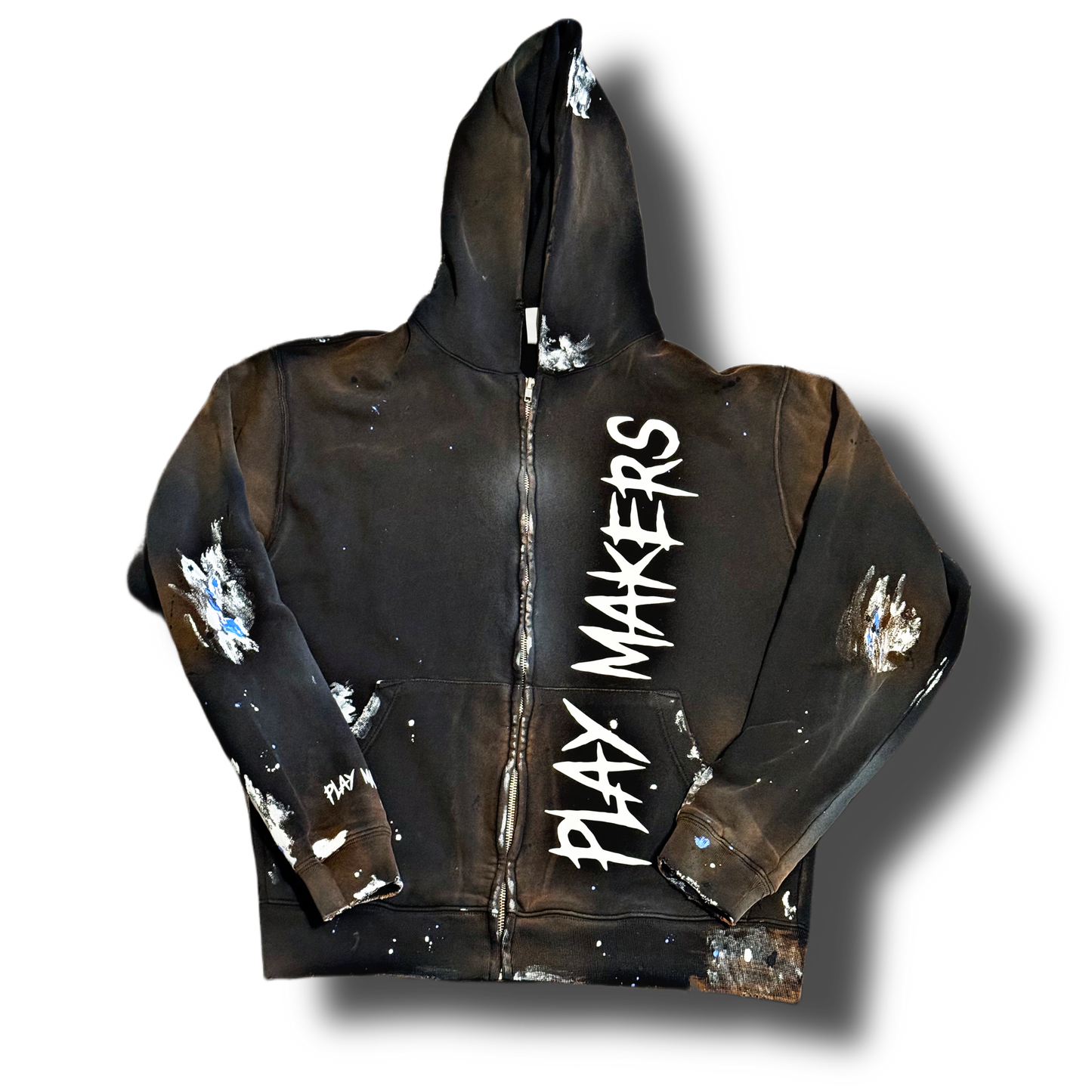 EXCLUSIVE DISTRESSED ZIP HOODIE - RUSTY BLADE